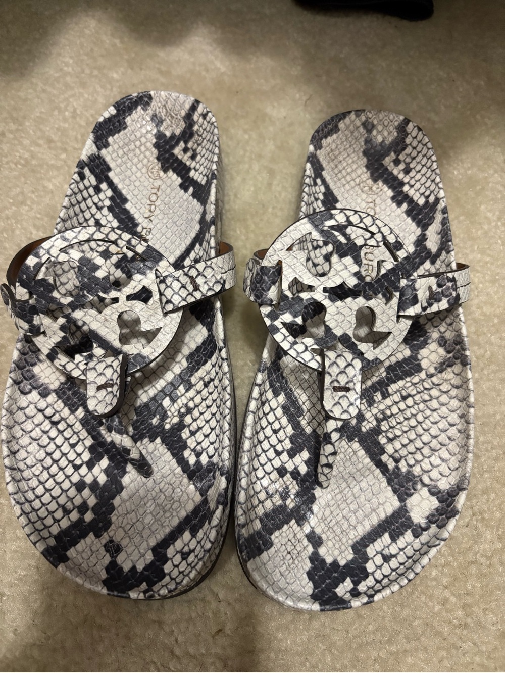 Tory Burch Miller Cloud Sandal. Leather python. Size 7.5 - Picture 3 of 7